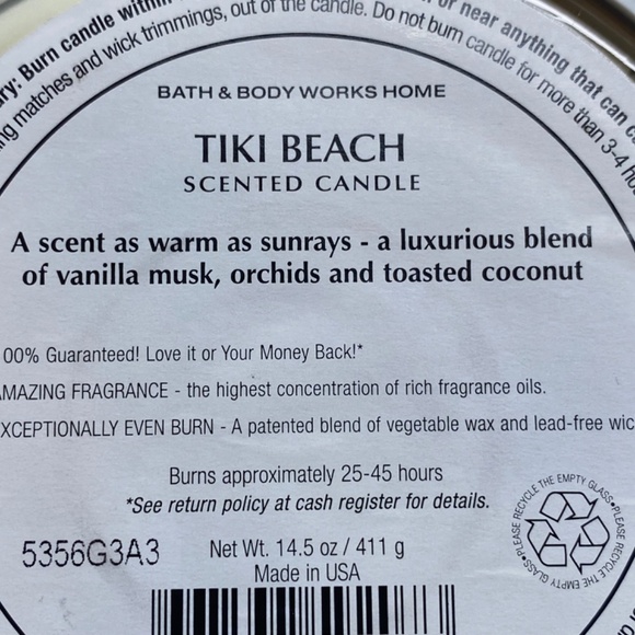 NWT Bath and Body Works TIKI BEACH 3-Wick Candle - Picture 3 of 3